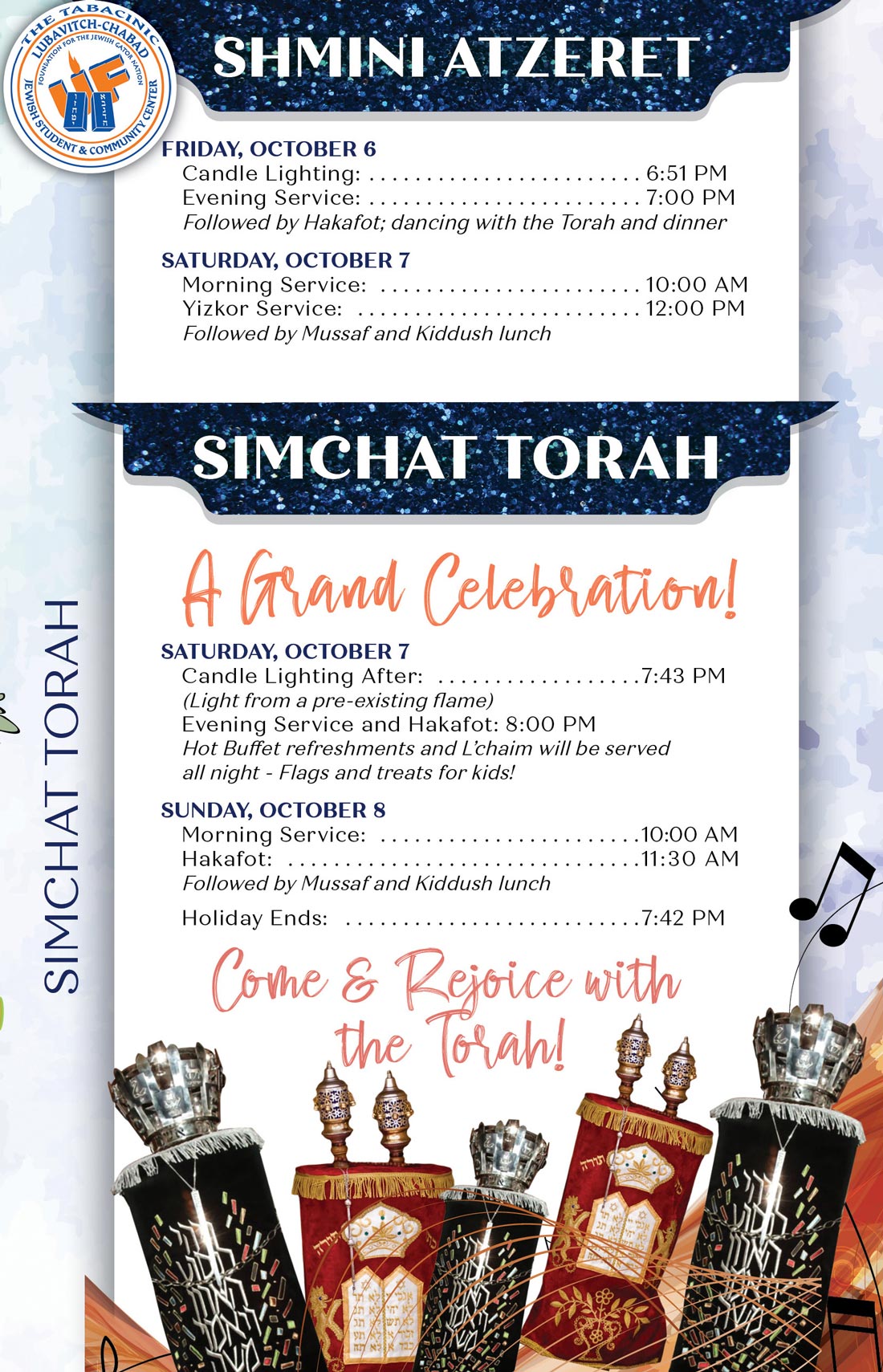 Simchat Torah-Schedule