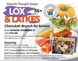 5 Lox & Latkes Seniors Community Chanukah Event Chabad UF Fall 24